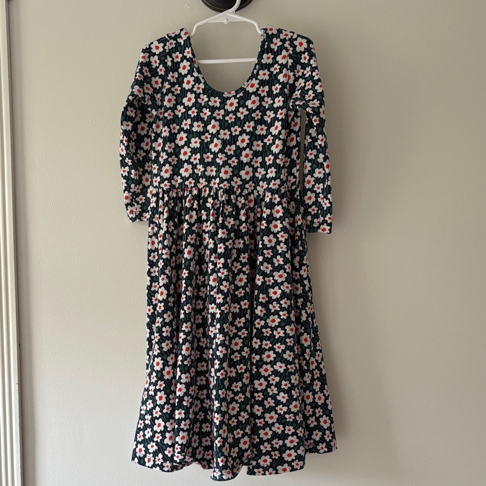 Floral Kids Dress - Black, Red and Green